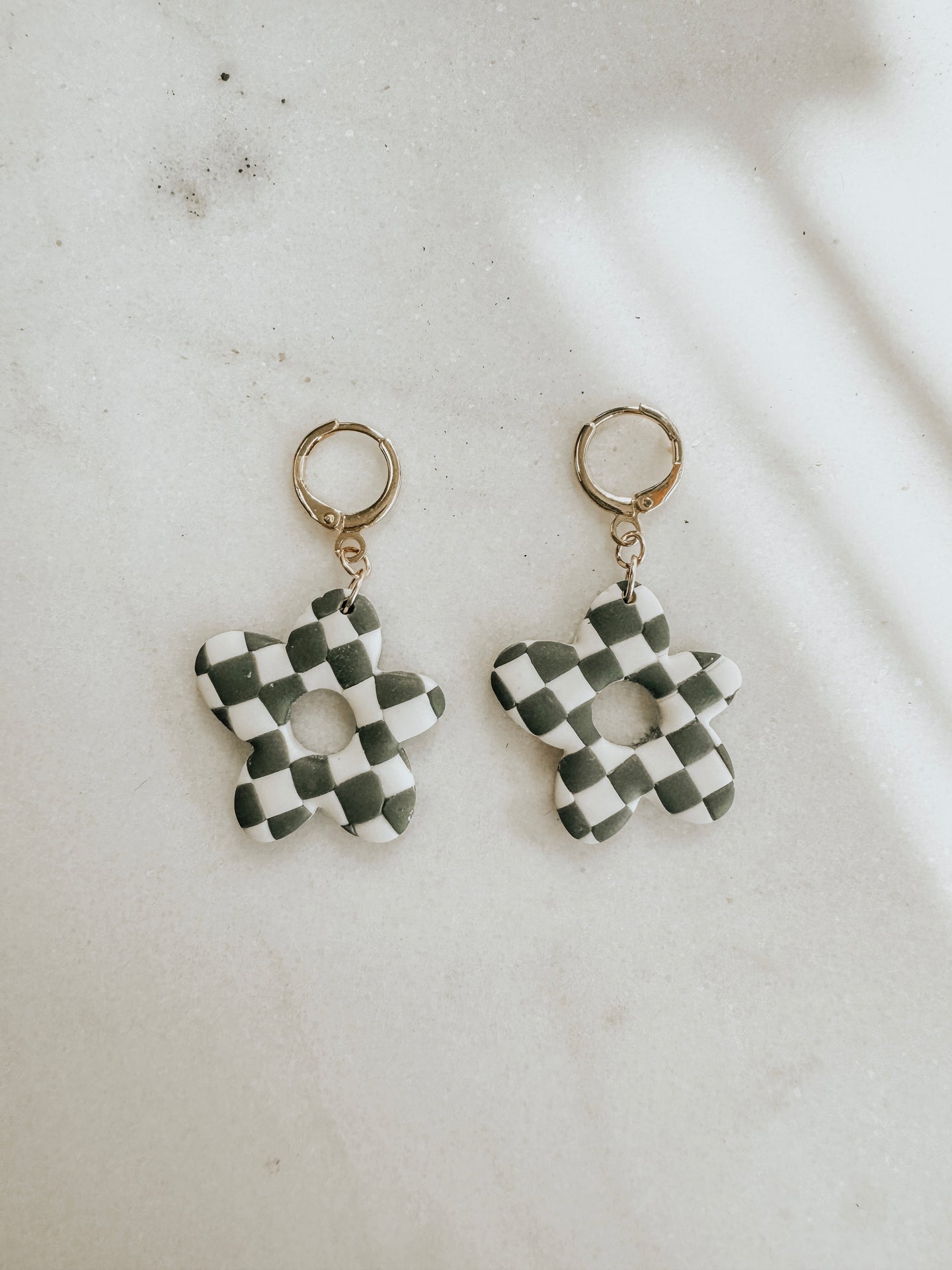 Checkered Huggies - Flowers, Hunter Green